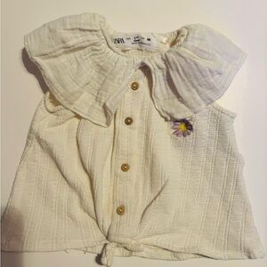 Zara Ivory Baby Top with Wooden Buttons